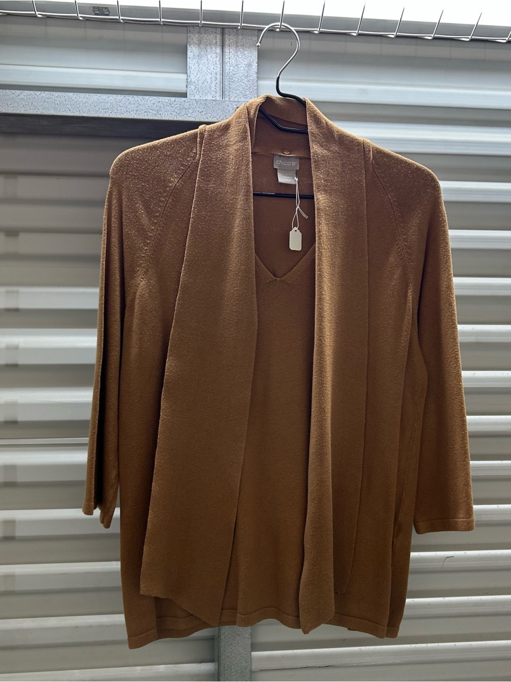 Chico's Brown Open-Front Cardigan with V-Neck Pullover